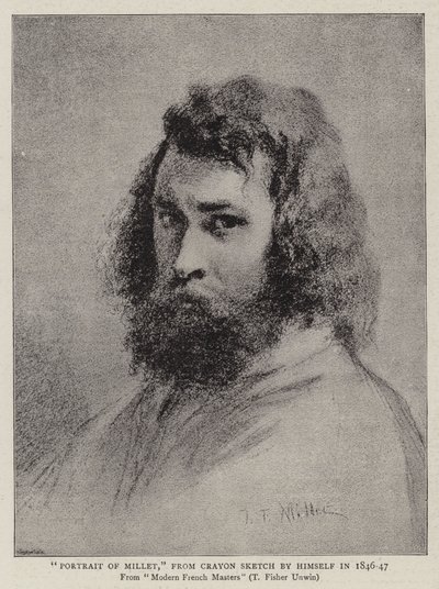 Portrait of Millet, from Crayon Sketch by Himself by Jean Francois I Millet